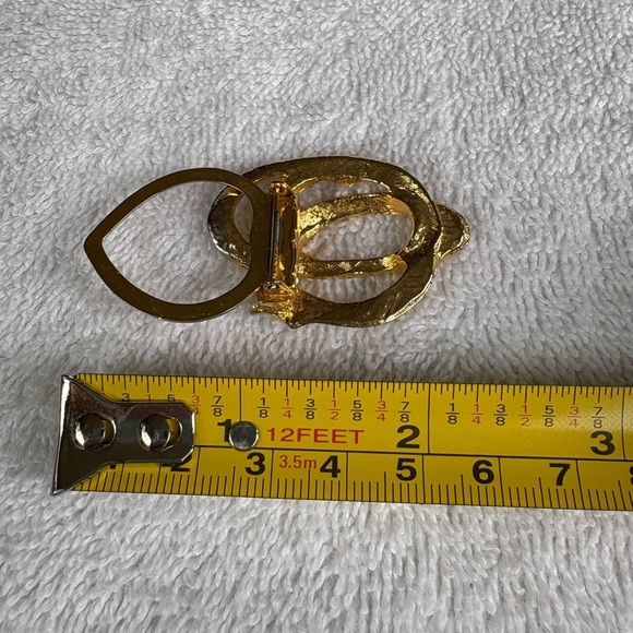 Vintage Gold Tone Abstract Scarf Slide / Clip - Unisex Accessory - Picture 5 of 9